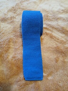 Vintage Bench Mark Blue 100% Virgin Wool Skinny Tie 60s